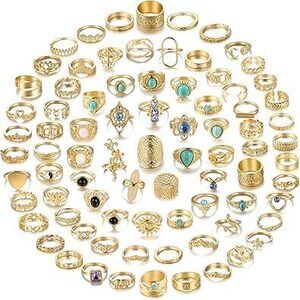 82 Pcs Vintage Gold Knuckle Rings Set For Women, Bohemian Stackable Joint Finger
